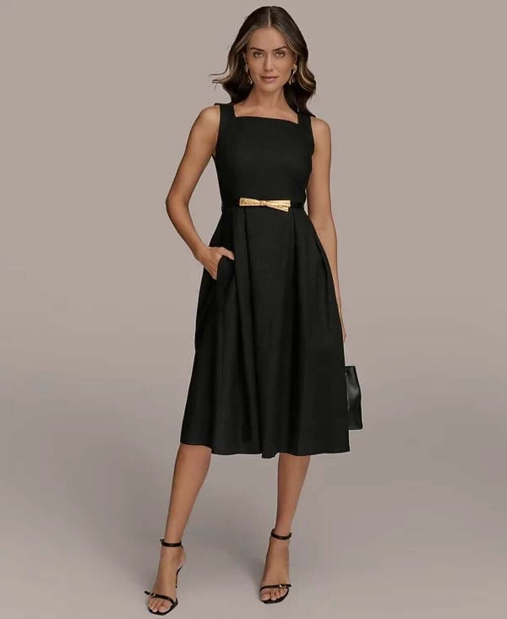NEW Donna Karan Women's 8 A-Line Square Neck Midi Dress • Reg Price $199